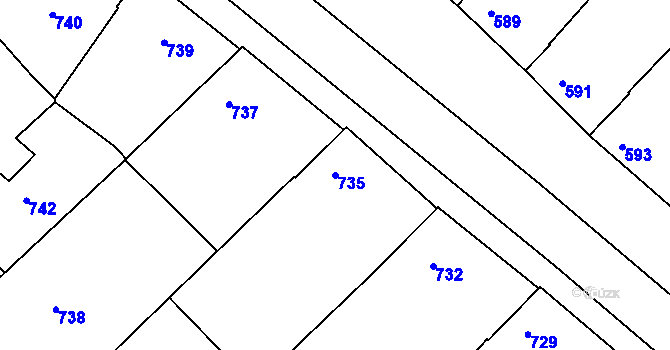 Parcela st. 735 v KÚ Havřice, Katastrální mapa