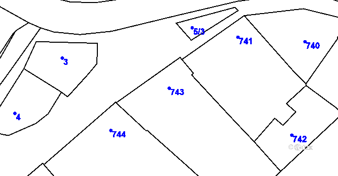 Parcela st. 743 v KÚ Havřice, Katastrální mapa
