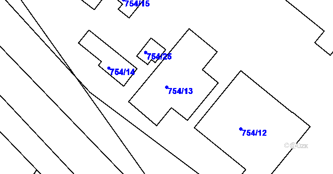 Parcela st. 754/13 v KÚ Havřice, Katastrální mapa