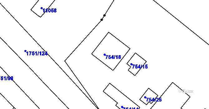 Parcela st. 754/18 v KÚ Havřice, Katastrální mapa