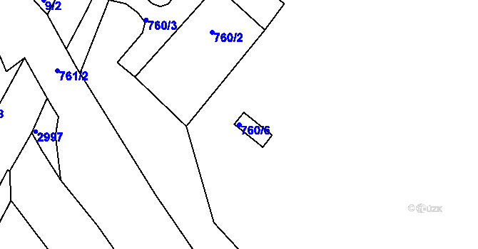 Parcela st. 760/6 v KÚ Havřice, Katastrální mapa