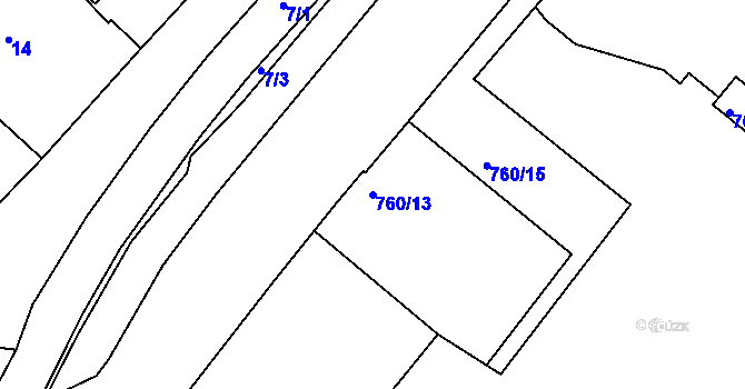 Parcela st. 760/13 v KÚ Havřice, Katastrální mapa