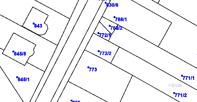 Parcela st. 772/2 v KÚ Havřice, Katastrální mapa