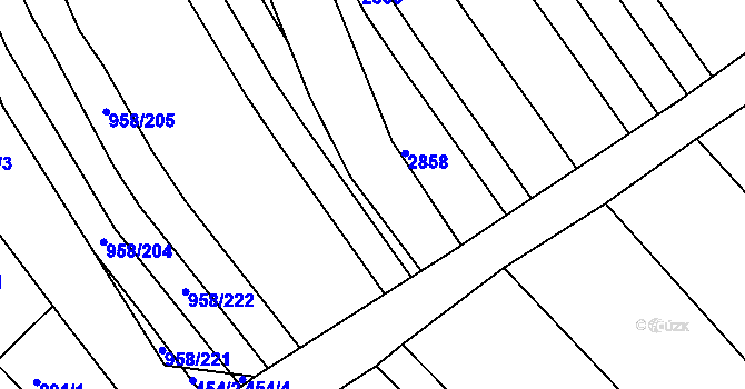 Parcela st. 958/3 v KÚ Havřice, Katastrální mapa