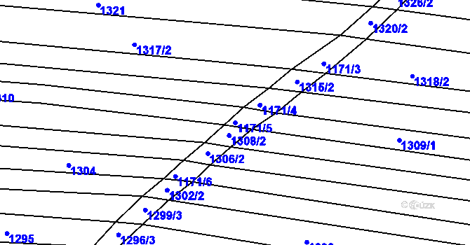 Parcela st. 1171/5 v KÚ Havřice, Katastrální mapa