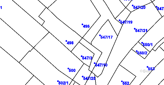Parcela st. 547/9 v KÚ Havřice, Katastrální mapa