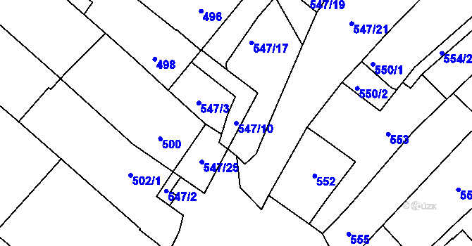 Parcela st. 547/10 v KÚ Havřice, Katastrální mapa