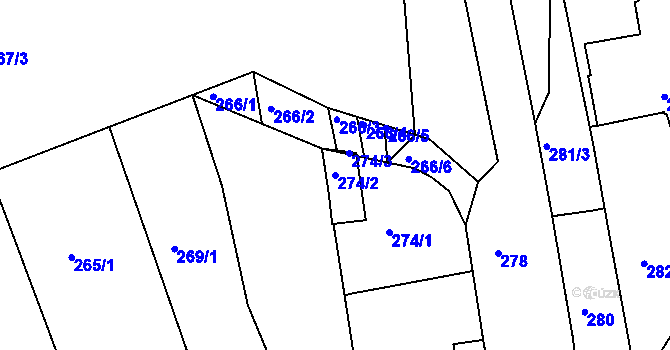 Parcela st. 274/2 v KÚ Havřice, Katastrální mapa