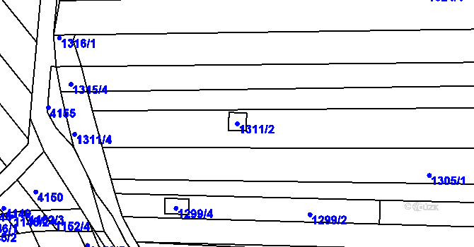 Parcela st. 1311/2 v KÚ Havřice, Katastrální mapa