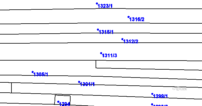 Parcela st. 1311/3 v KÚ Havřice, Katastrální mapa