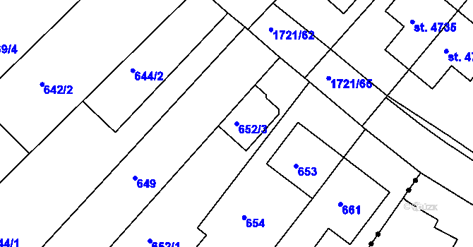 Parcela st. 652/3 v KÚ Havřice, Katastrální mapa