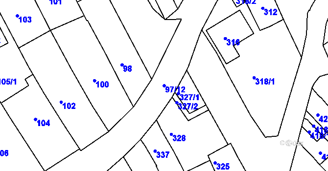 Parcela st. 97/12 v KÚ Havřice, Katastrální mapa