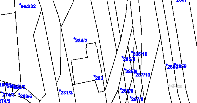 Parcela st. 285/4 v KÚ Havřice, Katastrální mapa
