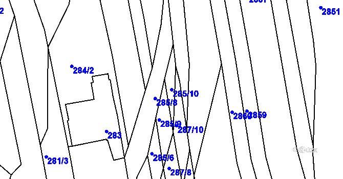 Parcela st. 285/10 v KÚ Havřice, Katastrální mapa