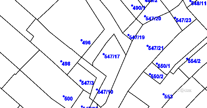 Parcela st. 547/17 v KÚ Havřice, Katastrální mapa