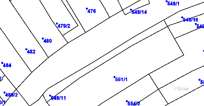 Parcela st. 548/12 v KÚ Havřice, Katastrální mapa