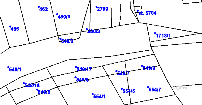 Parcela st. 548/15 v KÚ Havřice, Katastrální mapa