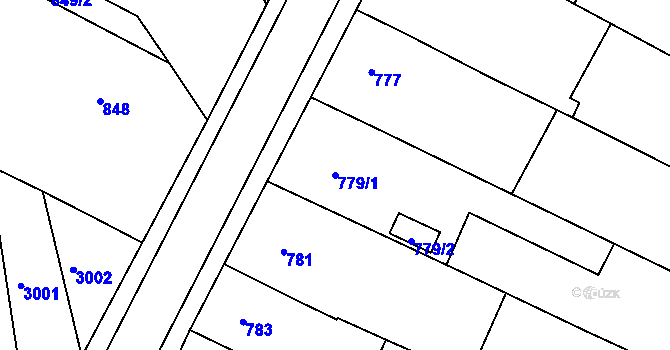 Parcela st. 779/1 v KÚ Havřice, Katastrální mapa
