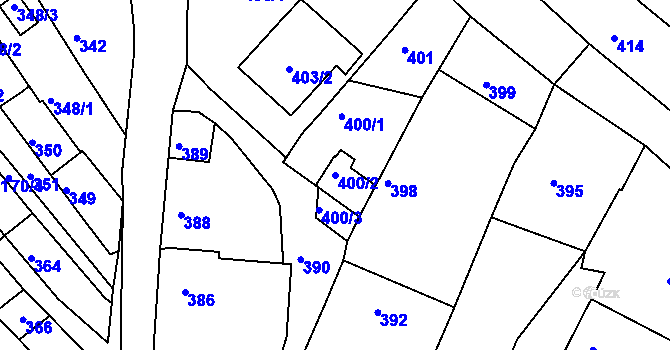 Parcela st. 400/2 v KÚ Havřice, Katastrální mapa