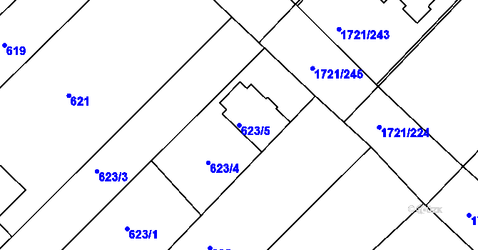 Parcela st. 623/5 v KÚ Havřice, Katastrální mapa