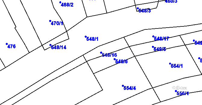 Parcela st. 548/16 v KÚ Havřice, Katastrální mapa