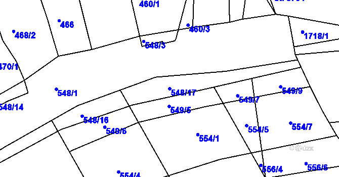 Parcela st. 548/17 v KÚ Havřice, Katastrální mapa