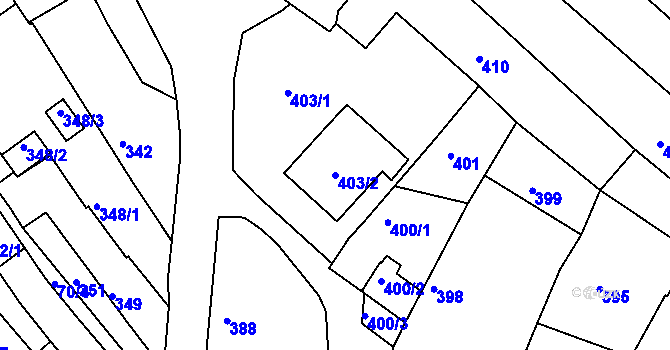 Parcela st. 403/2 v KÚ Havřice, Katastrální mapa