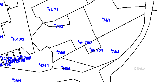 Parcela st. 70/2 v KÚ Hazlov, Katastrální mapa
