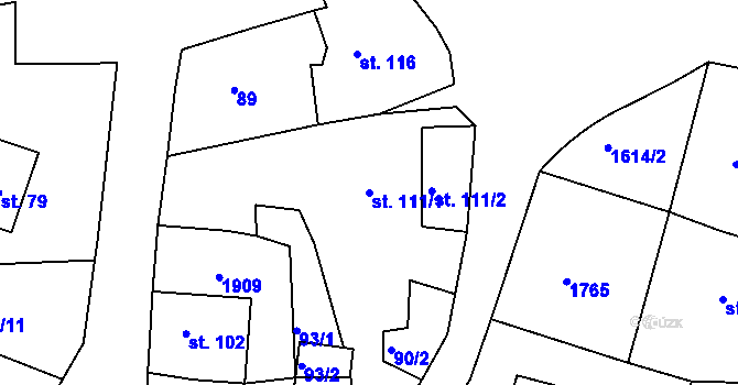 Parcela st. 111/1 v KÚ Hazlov, Katastrální mapa