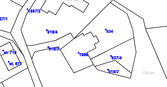 Parcela st. 180 v KÚ Hazlov, Katastrální mapa