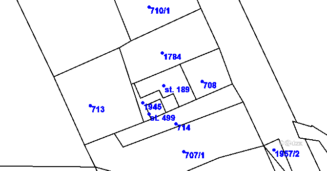 Parcela st. 189 v KÚ Hazlov, Katastrální mapa