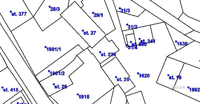 Parcela st. 226 v KÚ Hazlov, Katastrální mapa