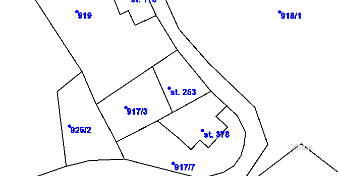 Parcela st. 253 v KÚ Hazlov, Katastrální mapa