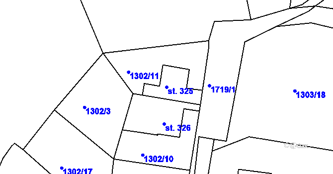 Parcela st. 325 v KÚ Hazlov, Katastrální mapa