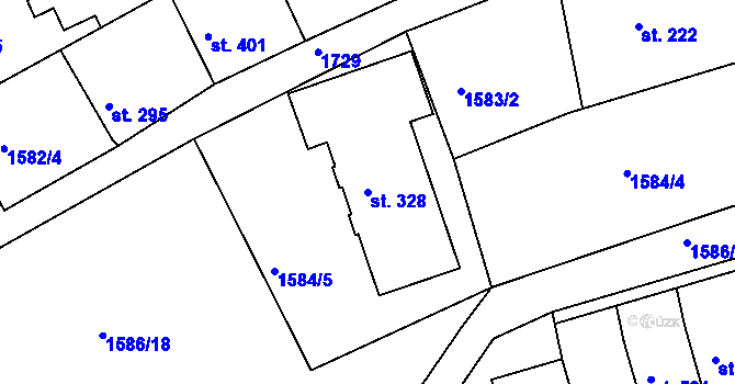 Parcela st. 328 v KÚ Hazlov, Katastrální mapa