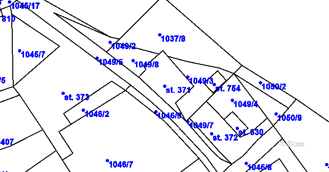 Parcela st. 371 v KÚ Hazlov, Katastrální mapa