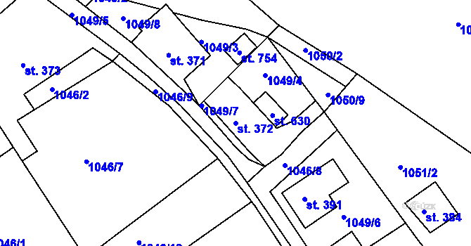 Parcela st. 372 v KÚ Hazlov, Katastrální mapa