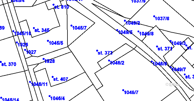 Parcela st. 373 v KÚ Hazlov, Katastrální mapa