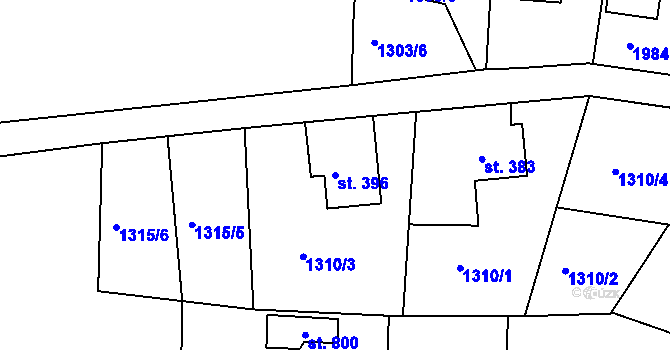 Parcela st. 396 v KÚ Hazlov, Katastrální mapa
