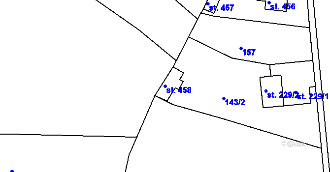 Parcela st. 458 v KÚ Hazlov, Katastrální mapa