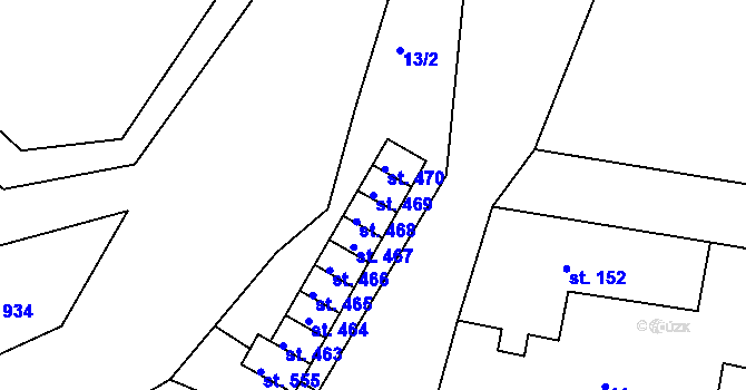 Parcela st. 469 v KÚ Hazlov, Katastrální mapa