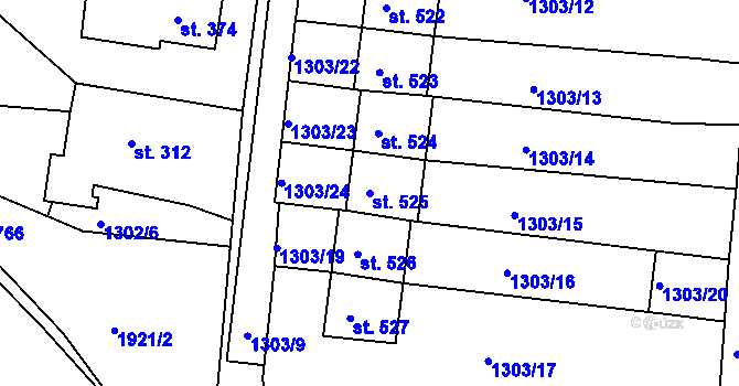 Parcela st. 525 v KÚ Hazlov, Katastrální mapa