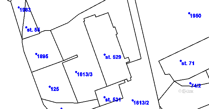 Parcela st. 529 v KÚ Hazlov, Katastrální mapa