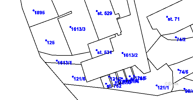 Parcela st. 531 v KÚ Hazlov, Katastrální mapa