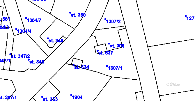 Parcela st. 537 v KÚ Hazlov, Katastrální mapa