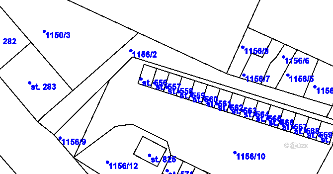 Parcela st. 558 v KÚ Hazlov, Katastrální mapa