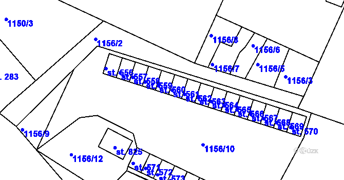 Parcela st. 561 v KÚ Hazlov, Katastrální mapa