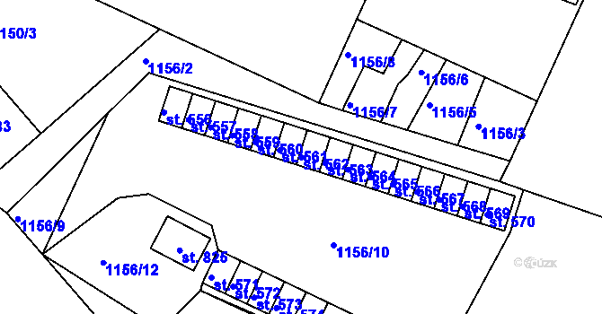 Parcela st. 562 v KÚ Hazlov, Katastrální mapa