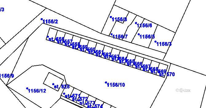 Parcela st. 563 v KÚ Hazlov, Katastrální mapa