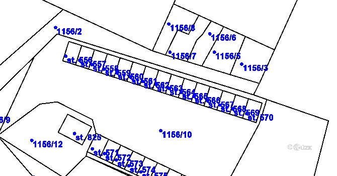 Parcela st. 564 v KÚ Hazlov, Katastrální mapa